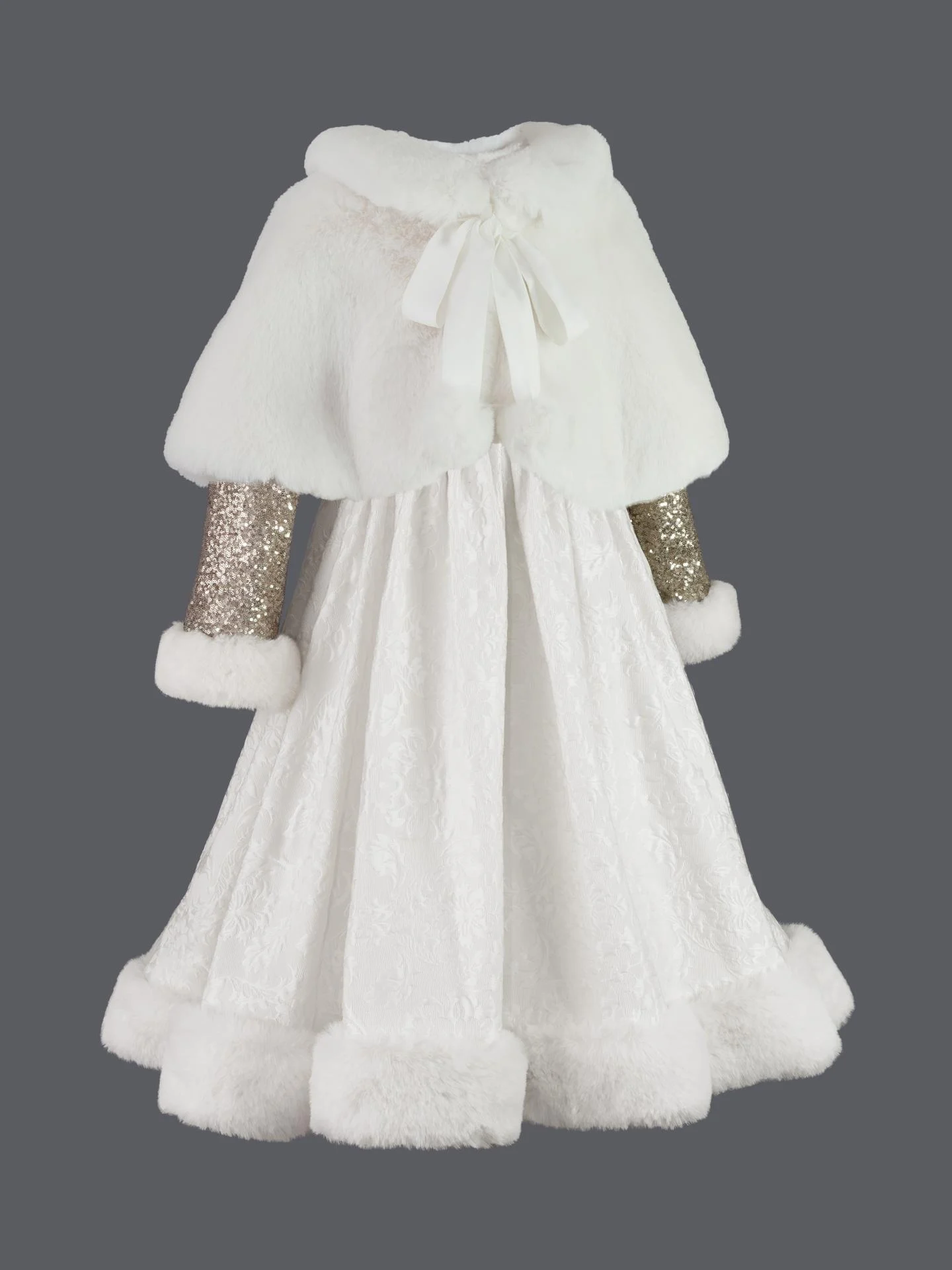 Robe fille Yvoire – cérémonie et cape en fausse fourrure, 4 à 12 ans