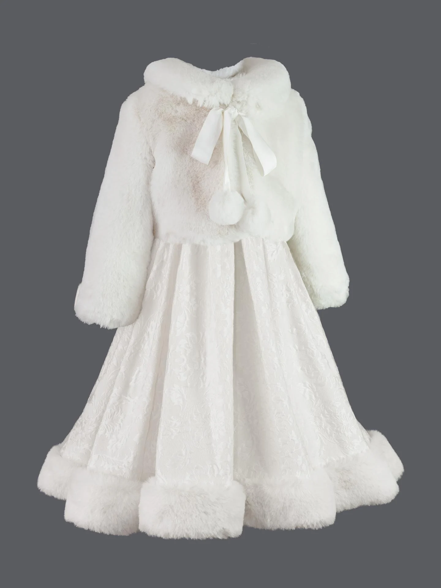 Yvoire – tenue de fête hivernale pour fille, fausse fourrure, 4 à 12 ans