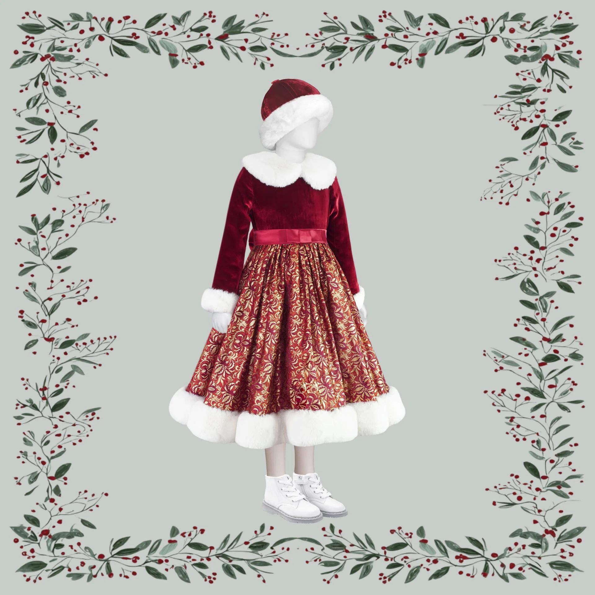 Tenue de Noël fille robe Noëllie